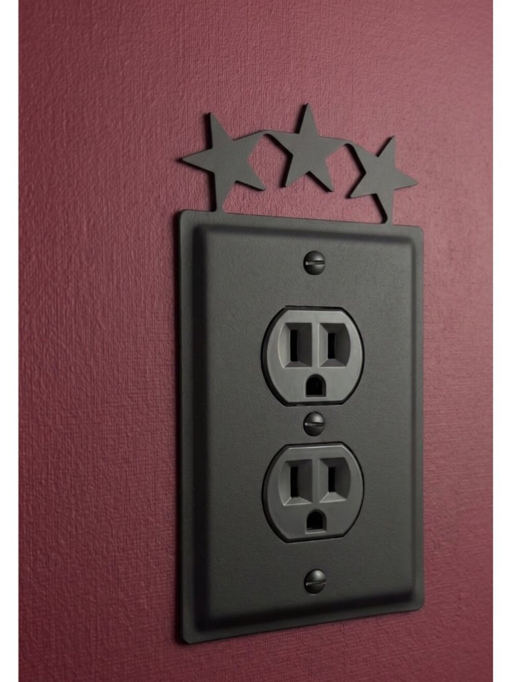NEW Triple Star Wrought Iron 1 Duplex wall plate (no hardware)